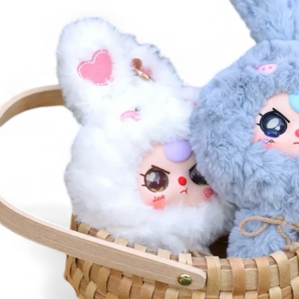 Baby Three Plush Magic Mirror, White with Heart Ears